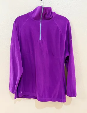 Columbia Women 1X Purple Fleece 1/4 Zip Pullover Glacial Mock Neck Sweater Top thumbnail 1