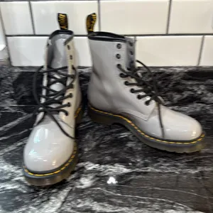 Dr. Martens Gray Combat Moto Boots 1460 with Air-Cushioned Sole thumbnail 3