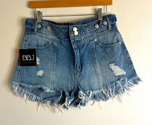 BBJ Los Angeles Women's Blue distressed Denim cutoff Shorts‎ size 11 30 thumbnail 1