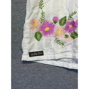 Women's Matilda Jane White Floral Embroidered Short Sleeve cotton blouse XXL thumbnail 5