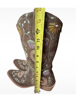Agave Sky Vaquera Holly Suede Floral Embroidered Cowgirl Western Boots Size 6 thumbnail 5