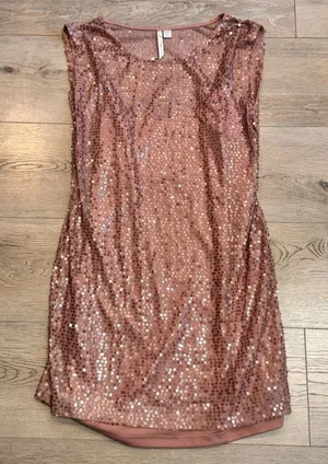 Lauren Conrad Rose Gold Sequin 4 Small S Sleeveless Dress Party Cocktail Sparkle thumbnail 1