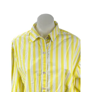 Aerie Women's Yellow Striped Poplin Long Sleeve Button Down Shirt Top Size XS thumbnail 2
