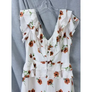 Ali & Jay White Orange Floral Ruffle‎ Peplum Maxi Dress M Wedding Guest Summer thumbnail 15
