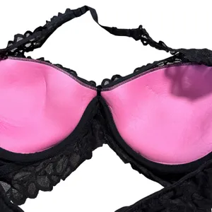 Victoria's Secret Black Halter Lace Bralette Bra Size Large thumbnail 4