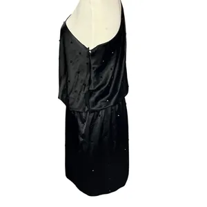 Allen Schwartz Prive Dress 12 Black Jeweled One Shoulder Blouson Evening Party‎ thumbnail 5