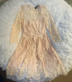 Lace Sheer Formal Dress Pink Size XS thumbnail 1