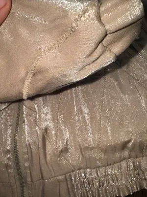 Vintage 80s 90s East West Shiny Metallic Taupe Bomber Jacket S thumbnail 15