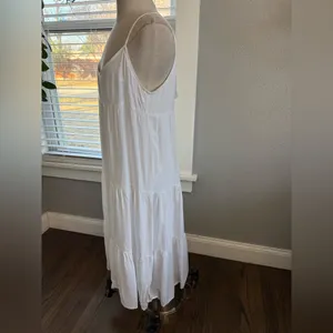 12th Tribe White Spaghetti Strap Tiered Babydoll‎ Dress Size Medium thumbnail 2