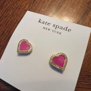 Kate Spade Zirconia Gold and Pink Heart Studs thumbnail 1
