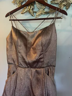 Blondie Nites Metallic Champagne Evening Gown thumbnail 2