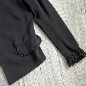 Adrienne Vittadini Black Blazer With‎ Ruffle Sleeves Size S thumbnail 3