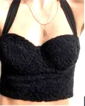 Guess By Marciano Halter Pushup Bustier Size 0 Black Lace Zip Back Pinup Corset thumbnail 1