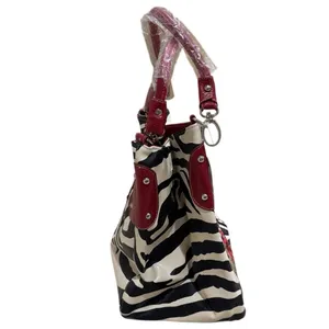 NEW Unbranded Faux Leather Zebra Print and Red‎ Big Patch Medium Hand Bag thumbnail 4