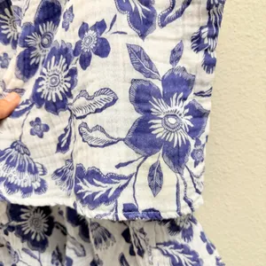 Anthropologie Floral Gauze Mini‎ Dress Size Large Tunic Coverup Gauzy Cotton thumbnail 7