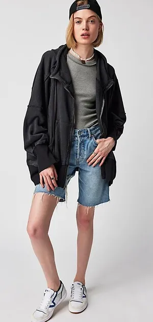 Free People We The Free - Camden Hoodie- Washed Black thumbnail 1
