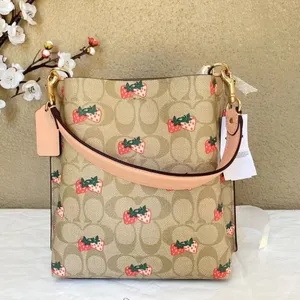 Coach Mollie Bucket Bag 22 In Signature Canvas With Strawberry Print cB602 thumbnail 5