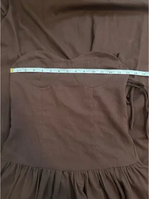 NWOT Peppermayo Giovanna Linen Maxi Dress - Chocolate Drizzle Size S thumbnail 7