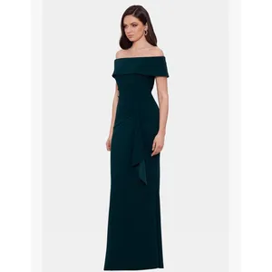 Xscape Women's Long Scuba Crepe Off-The-Shoulder Dress 3008X Size 4 Ruffle thumbnail 8