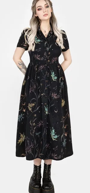 Disturbia Rosanella Floral Print Midi Shirt Dress, US6 thumbnail 1