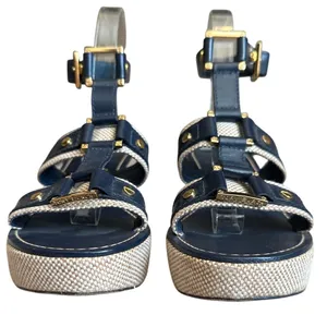 Tory Burch Navy Platform‎ Wedge Sandals 7 thumbnail 4