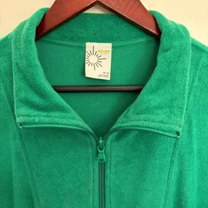 OFFLINE by Aerie Womens Green Terry Cloth Quarter Zip Pullover Sweatshirt Medium thumbnail 3