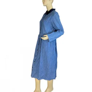 Vintage 1990'S You Babes Denim Cotton Baby Doll Dress W/ Velour Collar (18) thumbnail 4