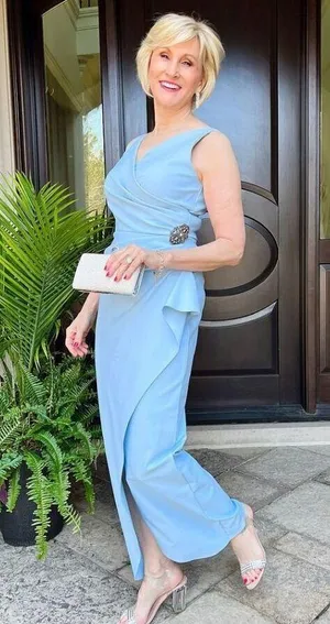 ALEX EVENINGS Embellished Side Drape Column Formal Gown in Ice Sage Size US 14 thumbnail 2