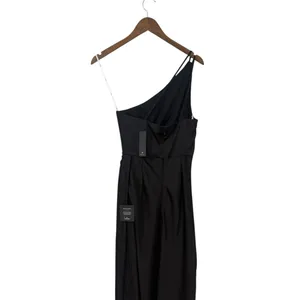Lulus Dreaming of Elegance Black Satin One-Shoulder Maxi Dress size Small NWT thumbnail 7