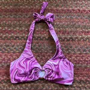 PURPLE FUNKY PSYCHEDELIC HALTER BIKINI TOP thumbnail 3