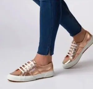 Superga rose gold lace up royalcore Princess Kate style US10 sneakers thumbnail 1