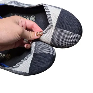 Rothy’s The Flat Captoe‎ Plaid Ballet Flats Shoes Black White Size: 10 thumbnail 4