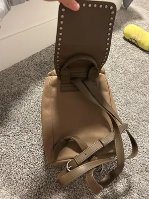 Brown Faux Leather Mini Backpack Studded Flap Boho Casual thumbnail 5