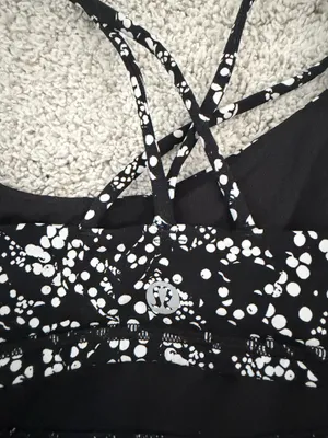 lululemon black and white spotted bra size 4 thumbnail 3