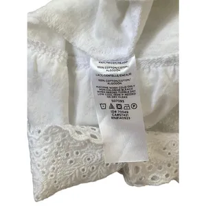 Loft White Crew Neck Eyelet Trim Short Sleeve Women's Top Size XS | 22-11 thumbnail 4
