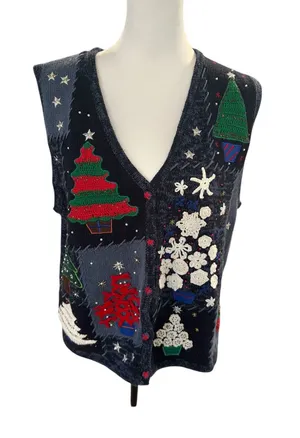 Designer original Studio Ho Ho Ho Christmas sweater vest Medium thumbnail 1