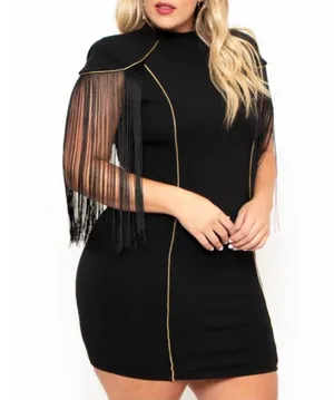 NWT Fringe cape-sleeve dress thumbnail 1