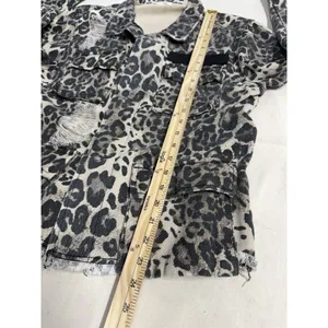 Dance And Marvel Leopard Distressed denim Jacket, Fits Med (D27) thumbnail 7