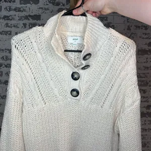 Aerie | women cream knitted Henley sweater thumbnail 1