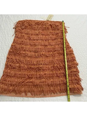 Anthropologie Let Me Be Orange Fringe Tube Strapless Mini Dress NWT Sz L Large thumbnail 2