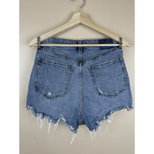 Abercrombie & Fitch Women’s 29/8 Ultra High Rise Mom Short Distressed Denim Blue thumbnail 3