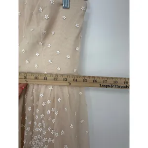 BHLDN Anthropologie Strapless Embellished Floral Fit & Flare Midi Dress Blush M thumbnail 10
