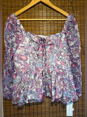 NWT French Connection Fotini Hallie Floral Peplum Blouse M $78 thumbnail 2
