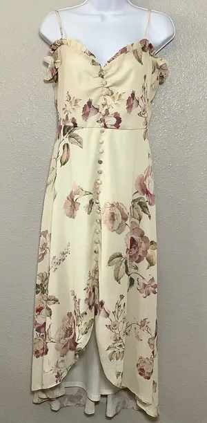 Hope & Ivy‎ High Low Cream Cottagecore Dainty Feminine Dress Sz 10 Spring thumbnail 1