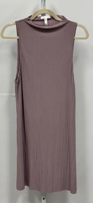 Leith Mauve Pleated Mock Neck‎ Sleeveless Shift Mini Dress Purple Women's Small thumbnail 1