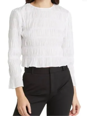 Frame white ruched blouse blanc size S thumbnail 1