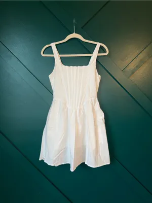 Papermoon Cotton Poplin Corset Mini Square Neck Pleated Pockets Cottagecore Dres thumbnail 2