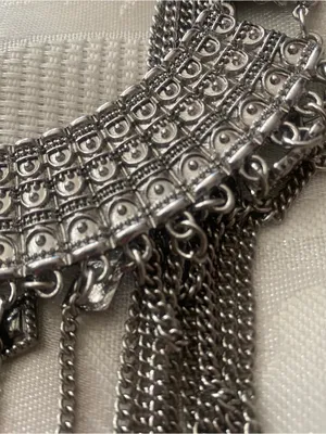 Wild Flower Silver Tone Long Statement Bib Necklace Fringe Festival Boho New NWT thumbnail 4
