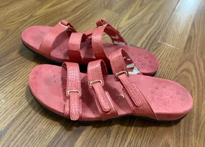 Vionic sandals pink snake skin textured three adjustable hook-and-loop straps 9.  thumbnail 1