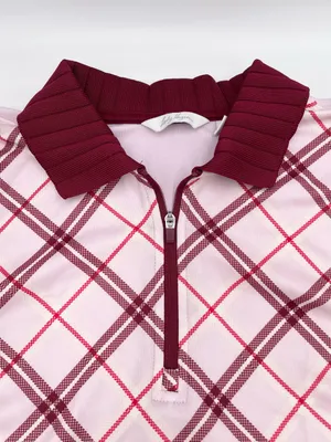 Lady Hagen Women's Sleeveless Golf Polo Top Size XS Red Pink Argyle Plaid Preppy thumbnail 4